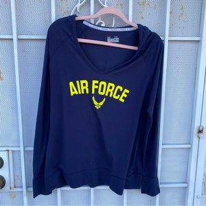 Under Armour women’s XL semi fitted heat gear long sleeve hood Air Force’ Navy
